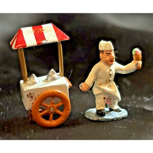 J Carlton Gault French Miniature Figurine 2 Pcs Vendor & Ice Cream Table Paris